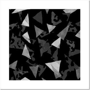 Black and White Textured Triangles Posters and Art